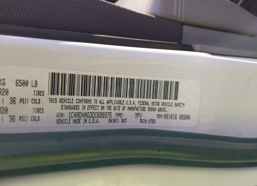 Photo 9 of 2013 Dodge Durango SXT (VIN 1C4RDHAG3DC699375)