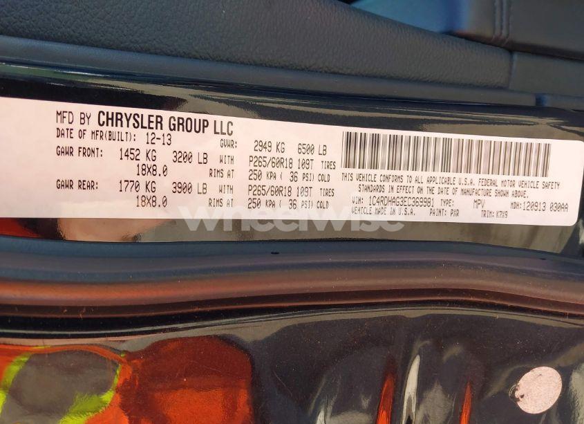 Photo 9 of 2014 Dodge Durango SXT (VIN 1C4RDHAG3EC369981)