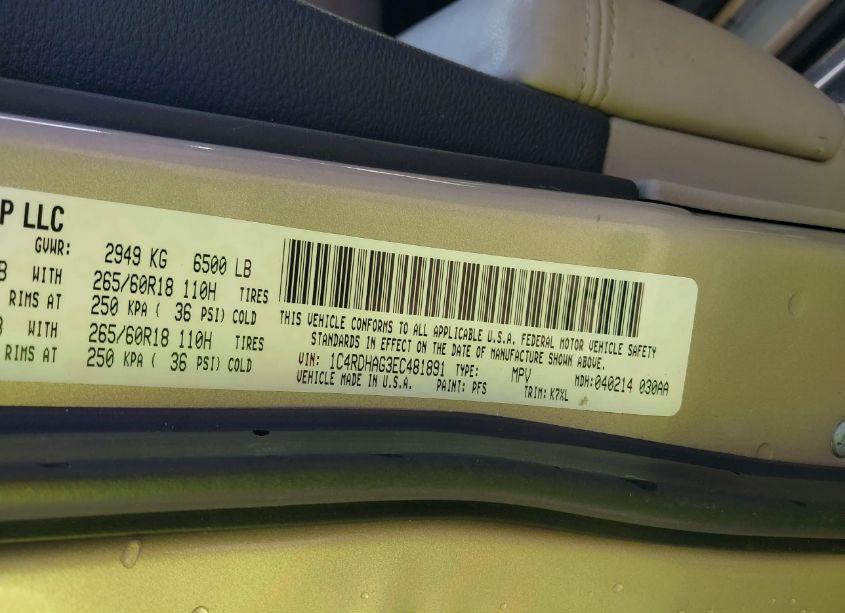 Photo 9 of 2014 Dodge Durango SXT (VIN 1C4RDHAG3EC481891)