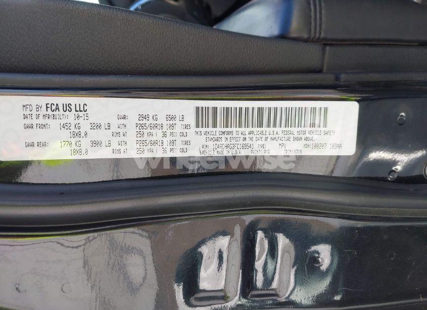 Photo 9 of 2015 Dodge Durango SXT (VIN 1C4RDHAG3FC169541)