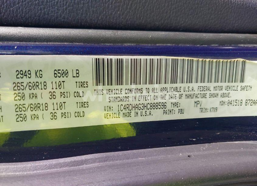 Photo 9 of 2017 Dodge Durango SXT RWD (VIN 1C4RDHAG3HC888596)