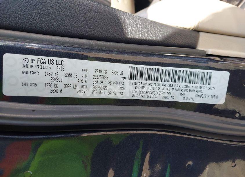 Photo 9 of 2015 Dodge Durango SXT (VIN 1C4RDHAG4FC145572)