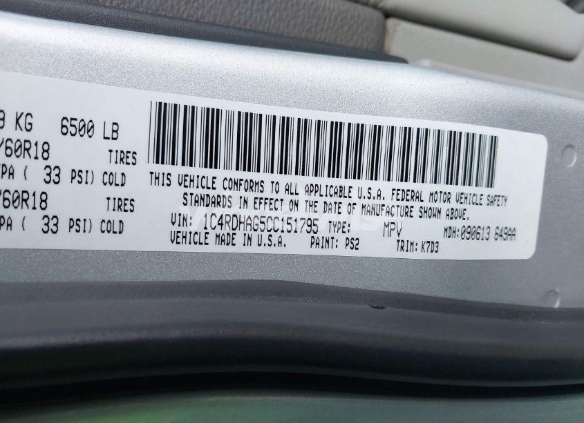 Photo 9 of 2012 Dodge Durango SXT (VIN 1C4RDHAG5CC151795)