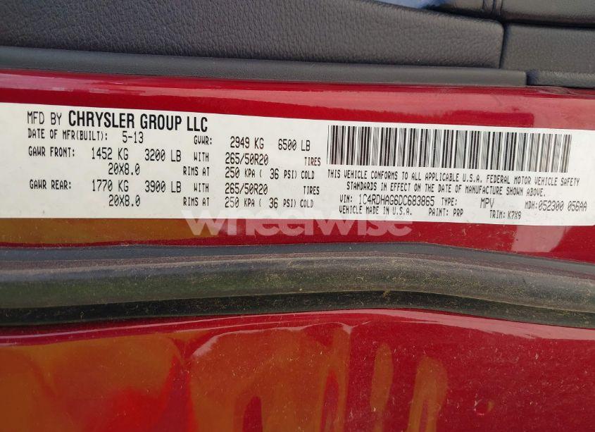 Photo 9 of 2013 Dodge Durango SXT (VIN 1C4RDHAG6DC683865)