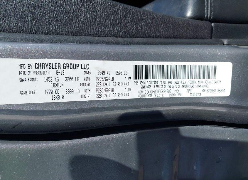 Photo 9 of 2013 Dodge Durango SXT (VIN 1C4RDHAG6DC694283)