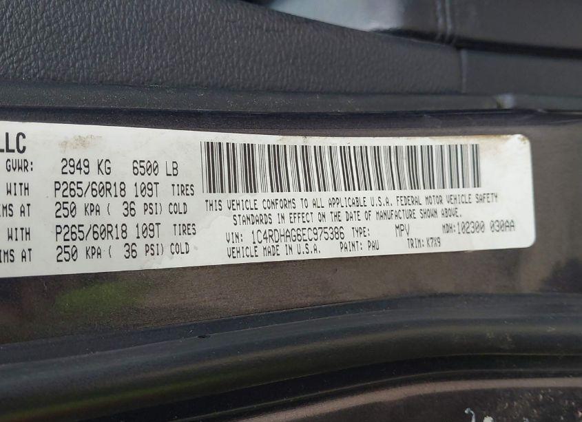 Photo 9 of 2014 Dodge Durango SXT (VIN 1C4RDHAG6EC975386)