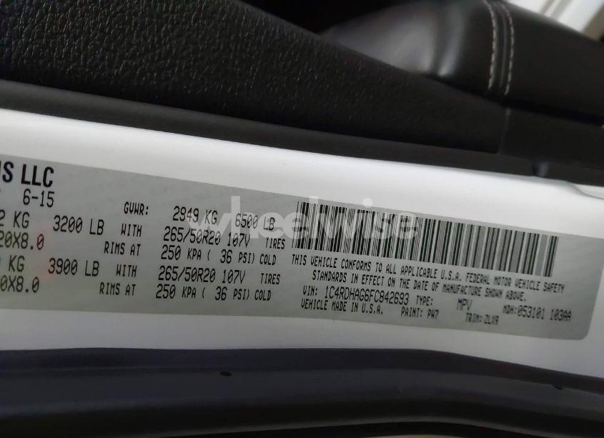 Photo 9 of 2015 Dodge Durango SXT (VIN 1C4RDHAG6FC842693)