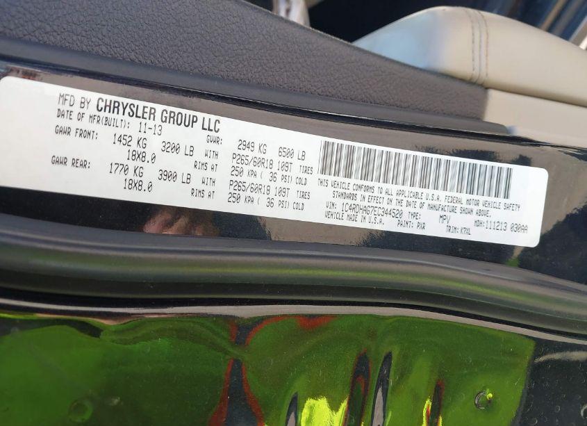 Photo 9 of 2014 Dodge Durango SXT (VIN 1C4RDHAG7EC344520)