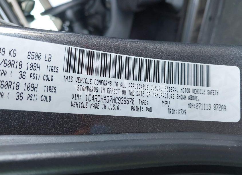 Photo 9 of 2017 Dodge Durango SXT RWD (VIN 1C4RDHAG7HC936570)