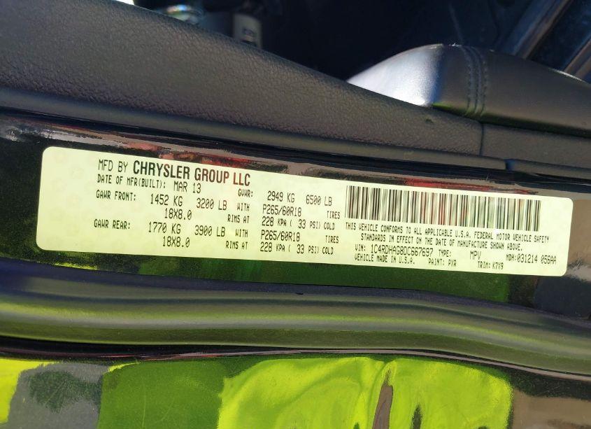 Photo 9 of 2013 Dodge Durango SXT (VIN 1C4RDHAG8DC667697)