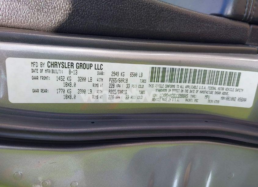 Photo 9 of 2013 Dodge Durango SXT (VIN 1C4RDHAG8DC698805)