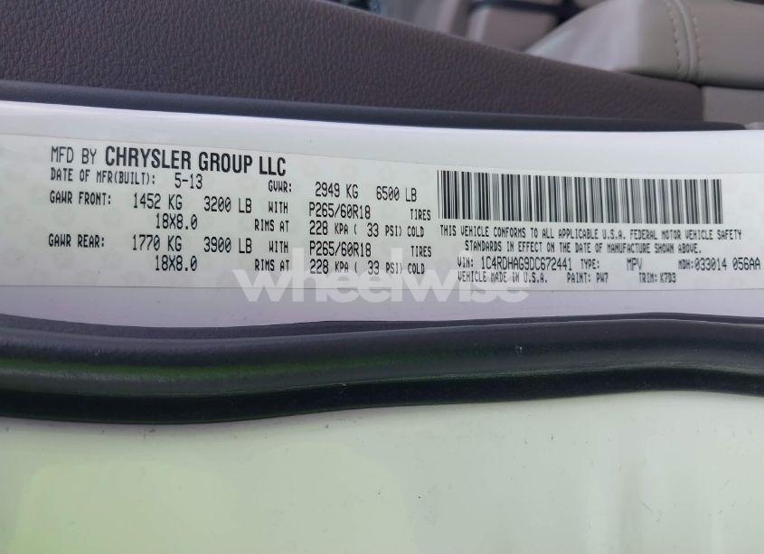 Photo 9 of 2013 Dodge Durango SXT (VIN 1C4RDHAG9DC672441)