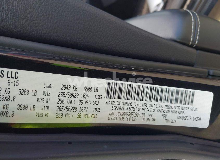 Photo 9 of 2015 Dodge Durango SXT (VIN 1C4RDHAG9FC907181)