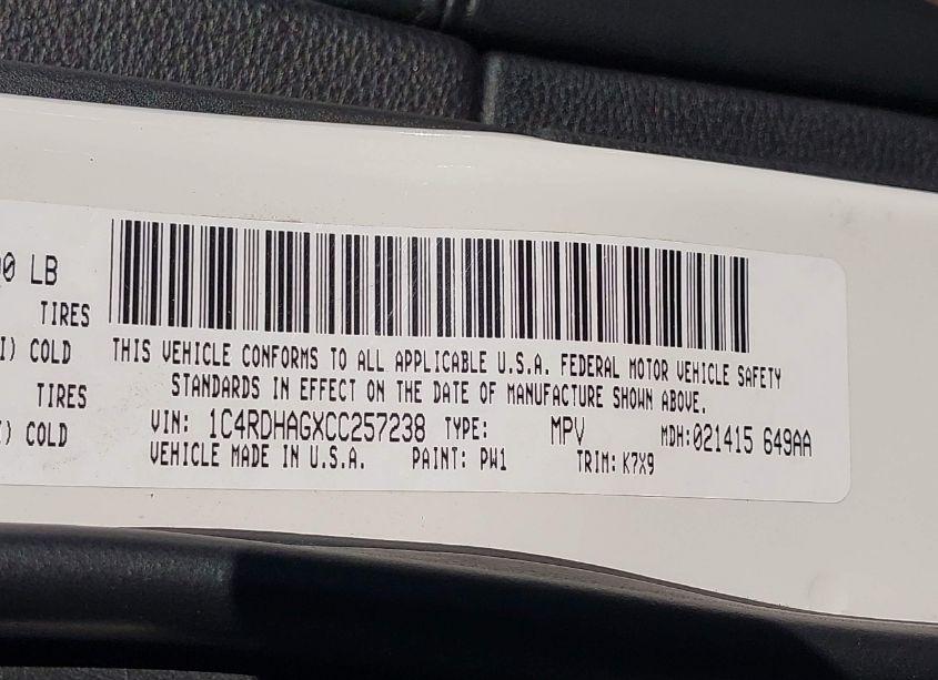 Photo 9 of 2012 Dodge Durango SXT (VIN 1C4RDHAGXCC257238)