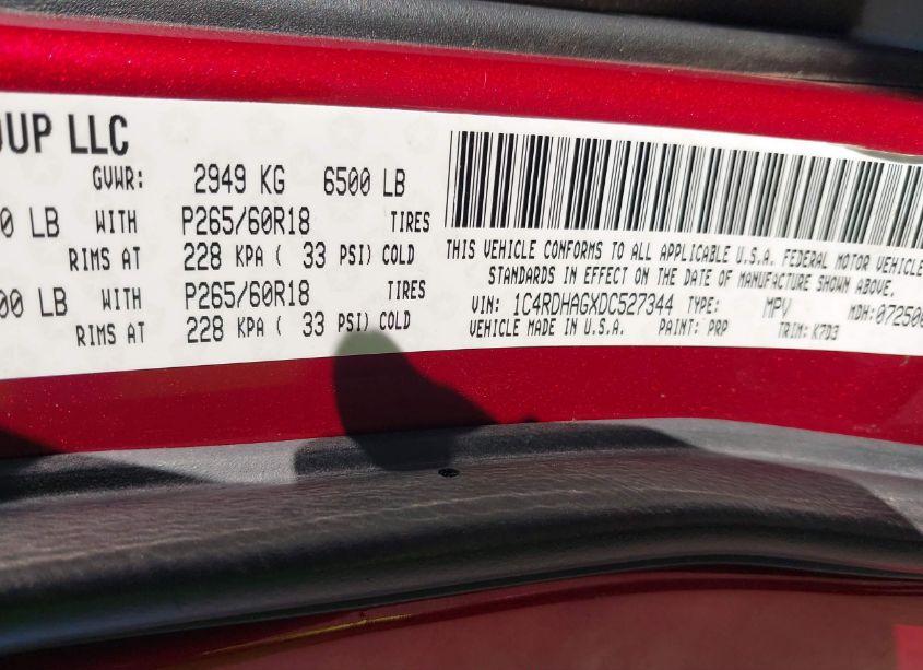 Photo 9 of 2013 Dodge Durango SXT (VIN 1C4RDHAGXDC527344)