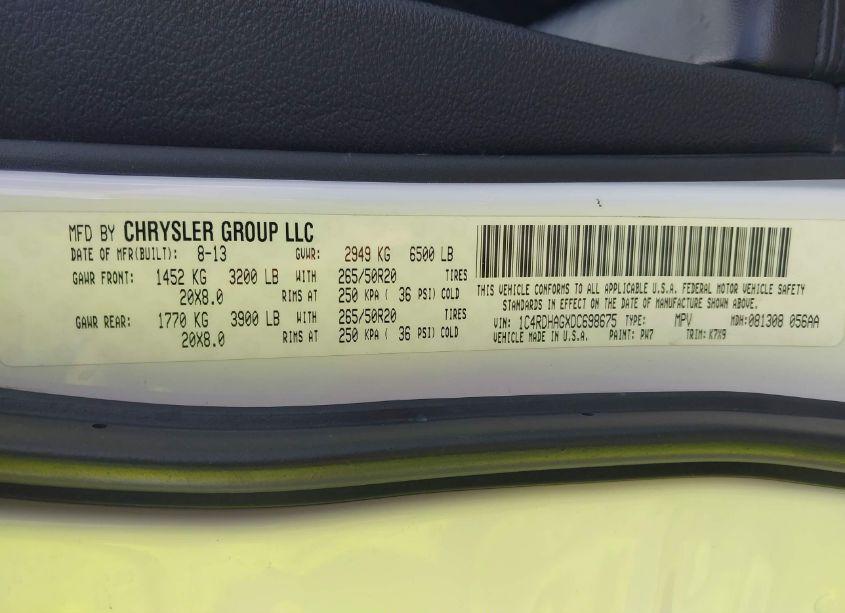 Photo 9 of 2013 Dodge Durango SXT (VIN 1C4RDHAGXDC698675)