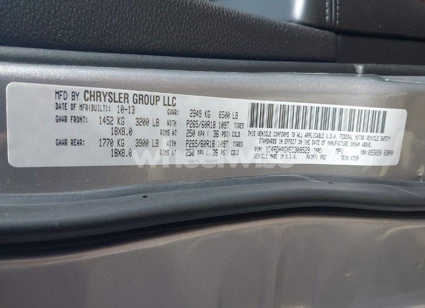 Photo 9 of 2014 Dodge Durango SXT (VIN 1C4RDHAGXEC308529)