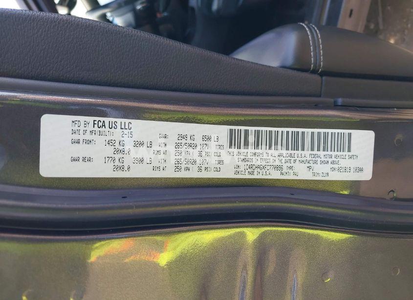 Photo 9 of 2015 Dodge Durango SXT (VIN 1C4RDHAGXFC770896)