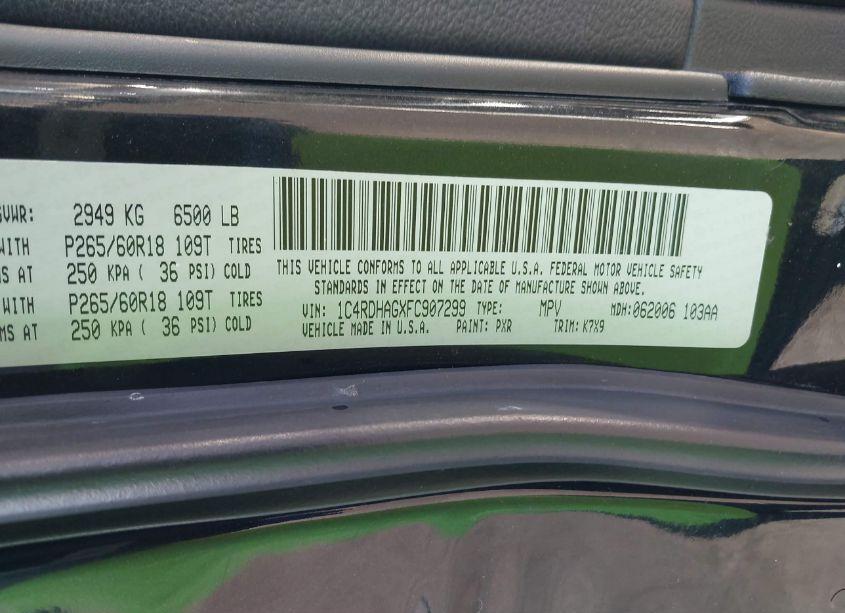 Photo 9 of 2015 Dodge Durango SXT (VIN 1C4RDHAGXFC907299)