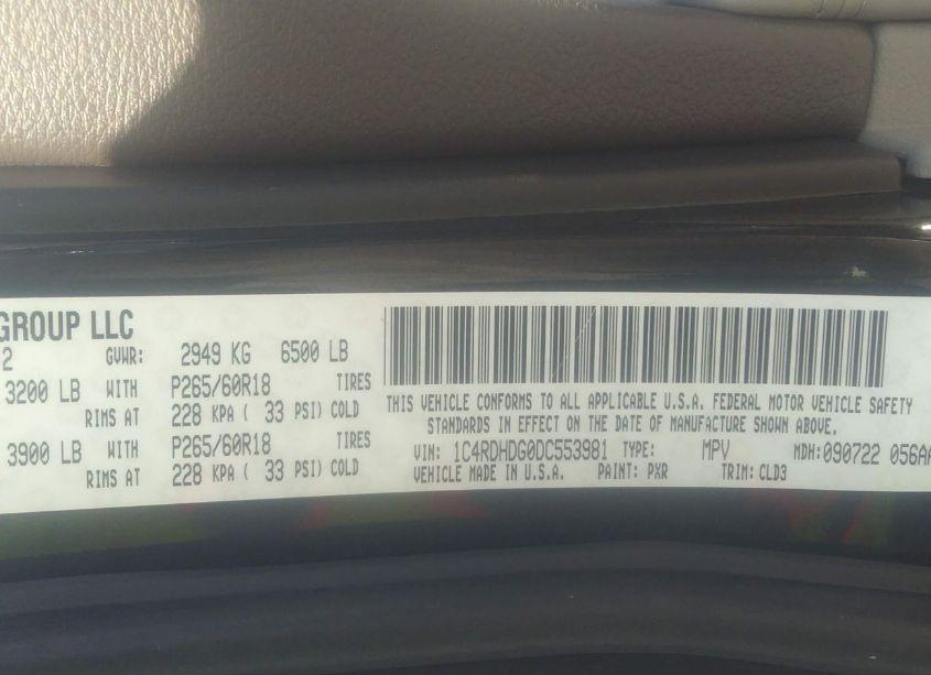 Photo 9 of 2013 Dodge Durango CREW (VIN 1C4RDHDG0DC553981)