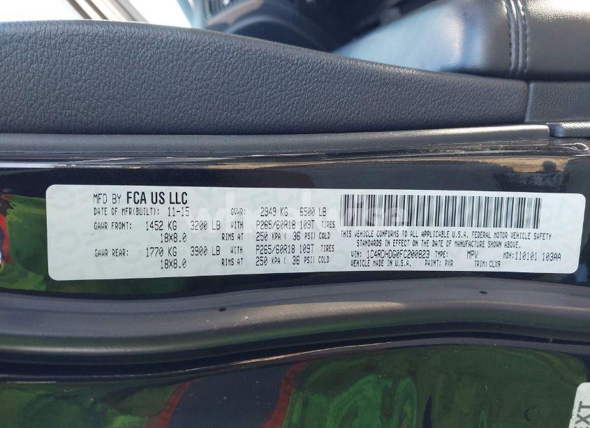 Photo 9 of 2015 Dodge Durango LIMITED (VIN 1C4RDHDG0FC200823)