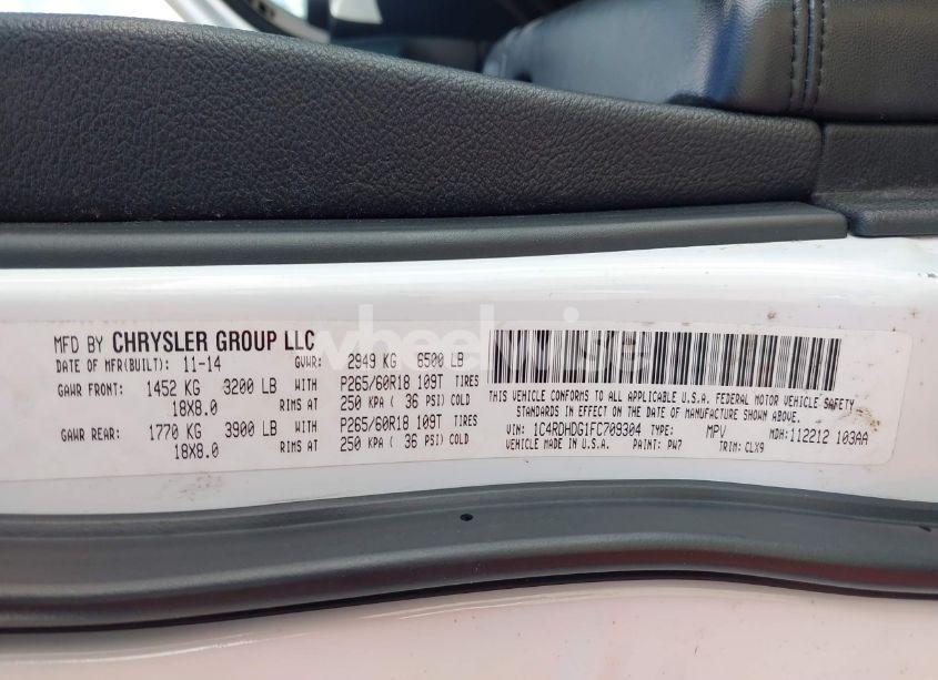 Photo 9 of 2015 Dodge Durango LIMITED (VIN 1C4RDHDG1FC709304)