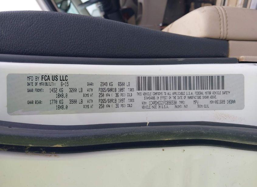 Photo 9 of 2015 Dodge Durango LIMITED (VIN 1C4RDHDG1FC896530)