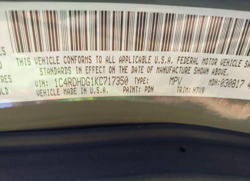 Photo 9 of 2019 Dodge Durango GT RWD (VIN 1C4RDHDG1KC717350)