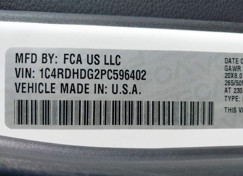 Photo 9 of 2023 Dodge Durango GT PLUS RWD (VIN 1C4RDHDG2PC596402)