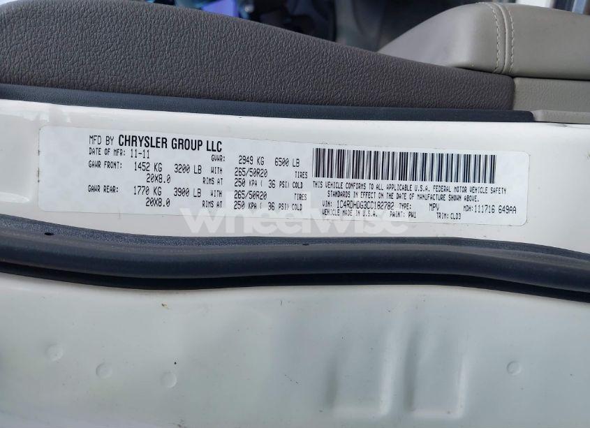 Photo 9 of 2012 Dodge Durango CREW (VIN 1C4RDHDG3CC182782)