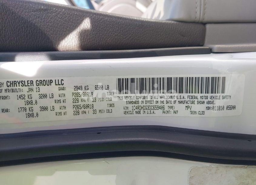 Photo 9 of 2013 Dodge Durango CREW (VIN 1C4RDHDG3DC659406)