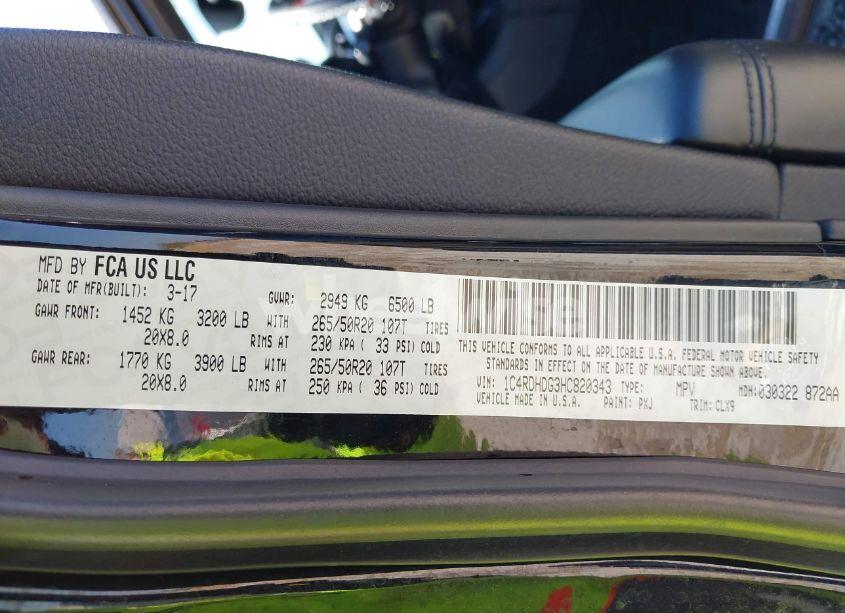 Photo 9 of 2017 Dodge Durango GT RWD (VIN 1C4RDHDG3HC820343)