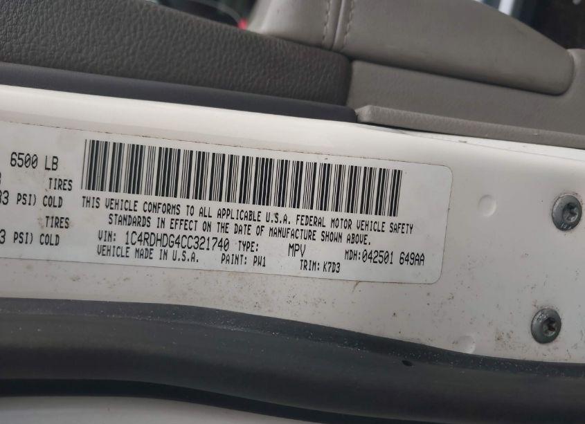 Photo 9 of 2012 Dodge Durango CREW (VIN 1C4RDHDG4CC321740)