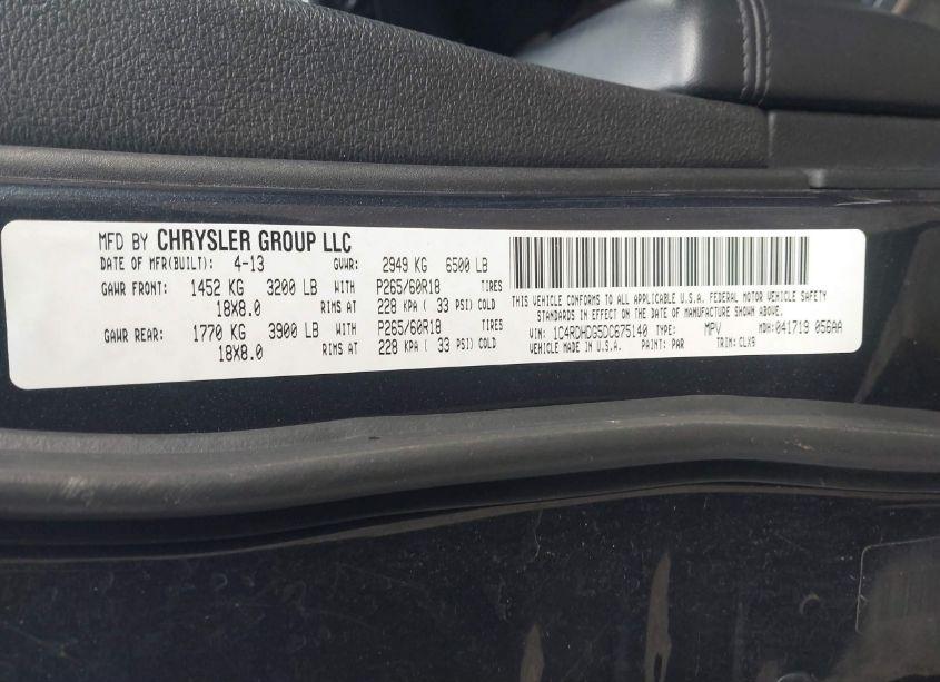 Photo 9 of 2013 Dodge Durango CREW (VIN 1C4RDHDG5DC675140)