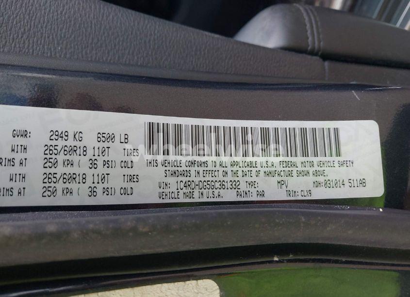 Photo 9 of 2016 Dodge Durango LIMITED (VIN 1C4RDHDG5GC361332)