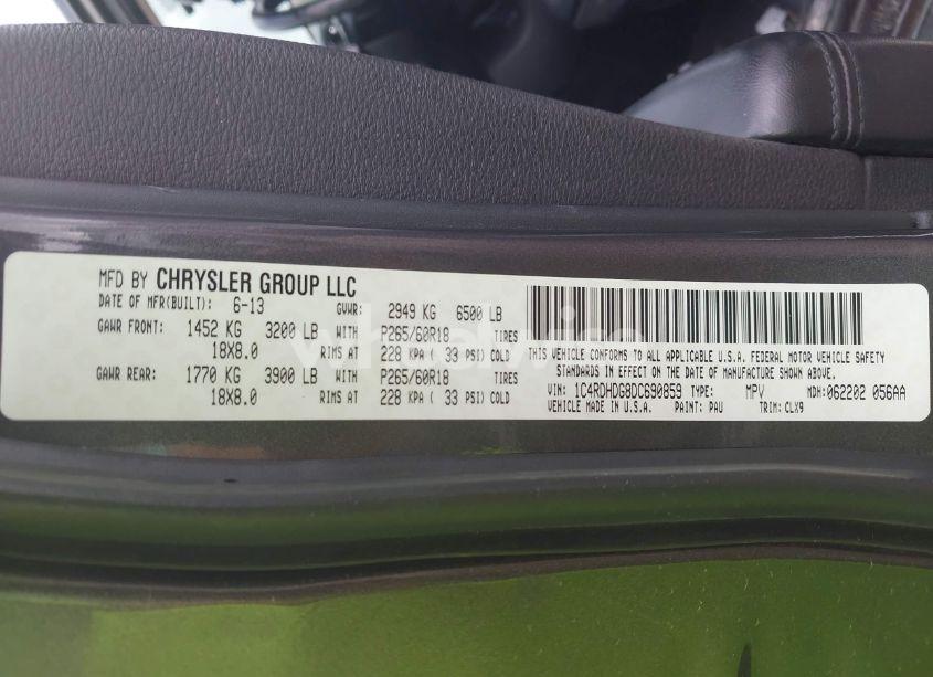 Photo 9 of 2013 Dodge Durango CREW (VIN 1C4RDHDG8DC690859)