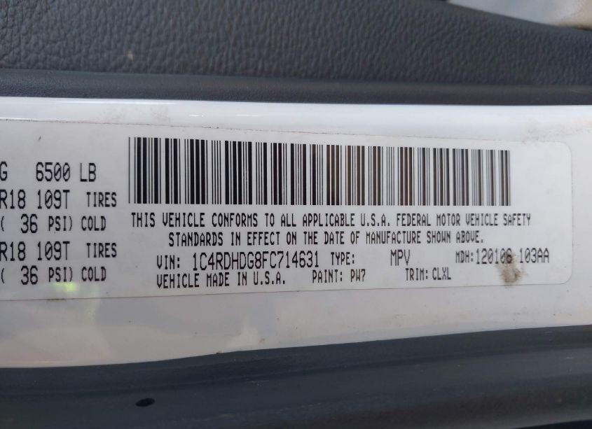 Photo 9 of 2015 Dodge Durango LIMITED (VIN 1C4RDHDG8FC714631)