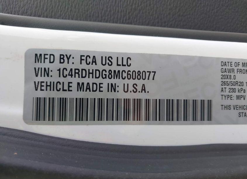 Photo 9 of 2021 Dodge Durango GT PLUS RWD (VIN 1C4RDHDG8MC608077)