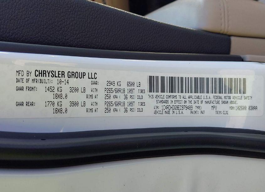 Photo 9 of 2014 Dodge Durango LIMITED (VIN 1C4RDHDG9EC979489)