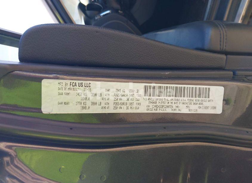 Photo 9 of 2015 Dodge Durango LIMITED (VIN 1C4RDHDG9FC200724)