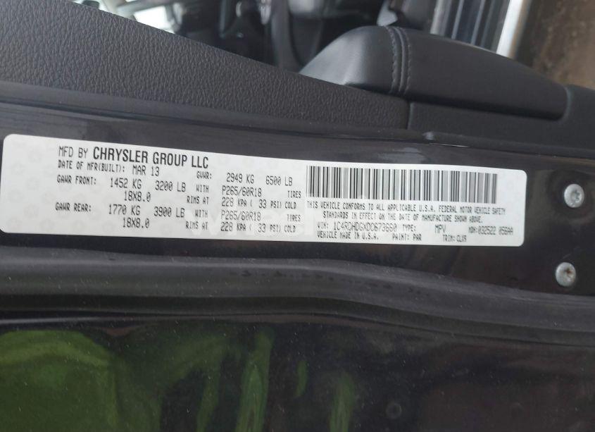 Photo 9 of 2013 Dodge Durango CREW (VIN 1C4RDHDGXDC673660)