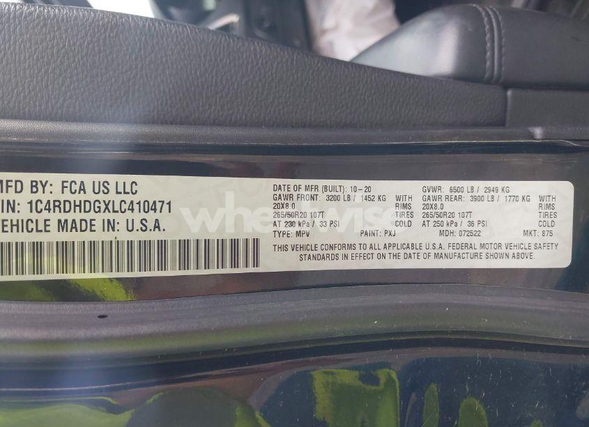 Photo 9 of 2020 Dodge Durango GT PLUS RWD (VIN 1C4RDHDGXLC410471)