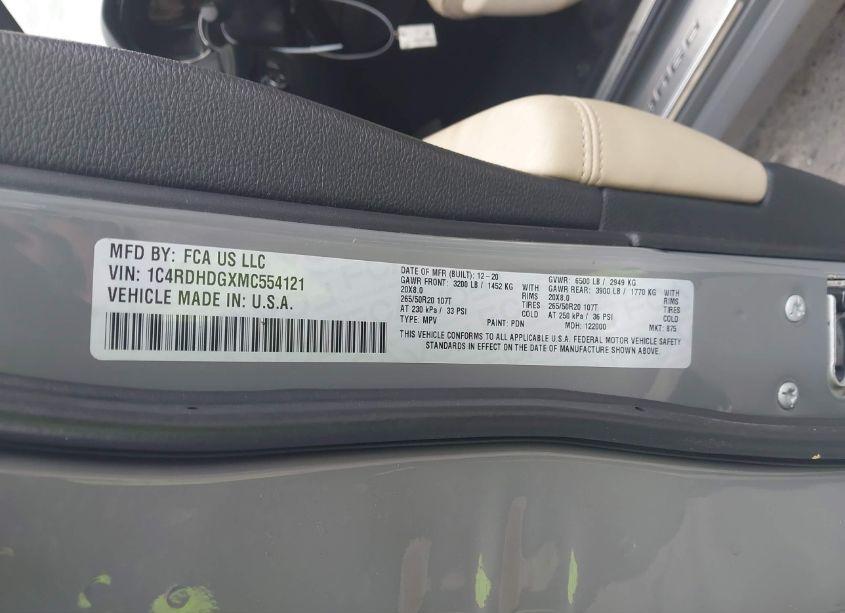 Photo 9 of 2021 Dodge Durango GT PLUS RWD (VIN 1C4RDHDGXMC554121)