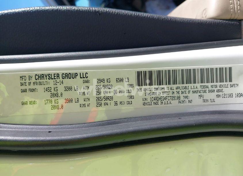 Photo 9 of 2015 Dodge Durango CITADEL (VIN 1C4RDHEG4FC729108)