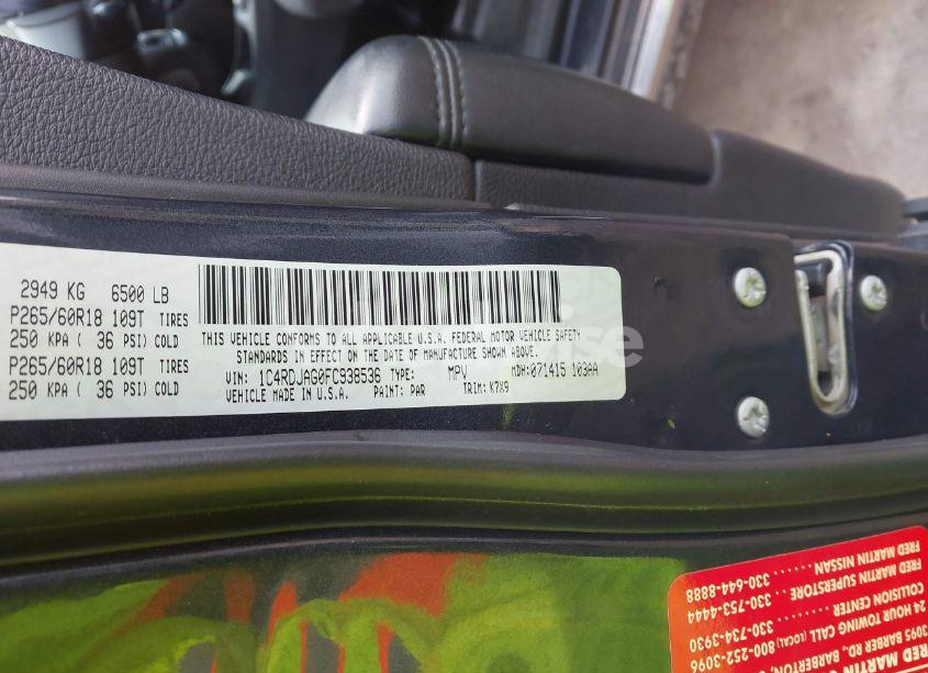 Photo 9 of 2015 Dodge Durango SXT (VIN 1C4RDJAG0FC938536)