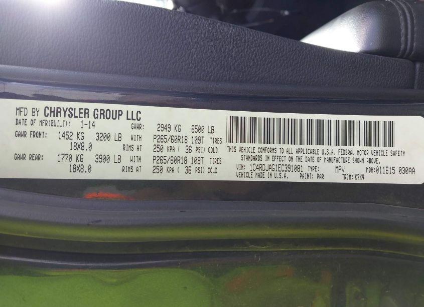 Photo 9 of 2014 Dodge Durango SXT (VIN 1C4RDJAG1EC391081)