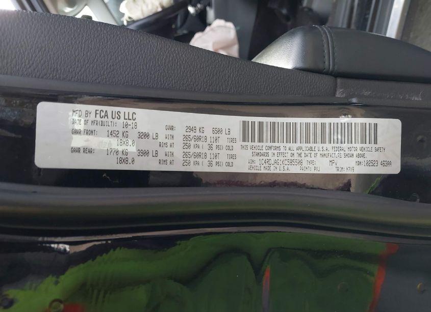 Photo 9 of 2019 Dodge Durango SXT AWD (VIN 1C4RDJAG1KC585508)