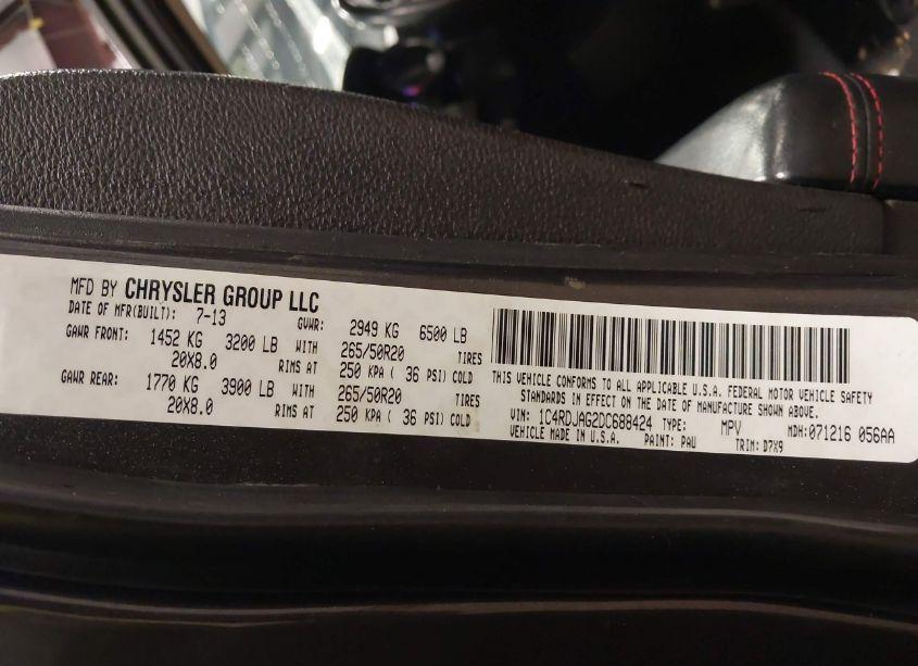 Photo 9 of 2013 Dodge Durango SXT (VIN 1C4RDJAG2DC688424)