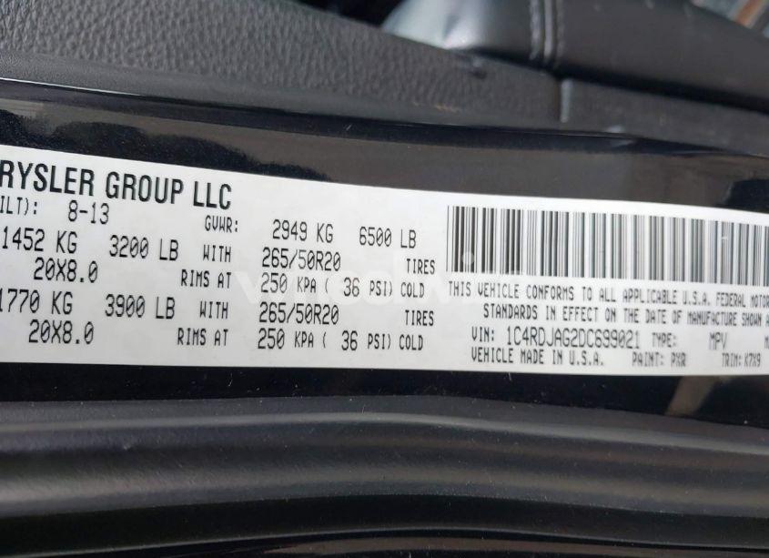 Photo 9 of 2013 Dodge Durango SXT (VIN 1C4RDJAG2DC699021)