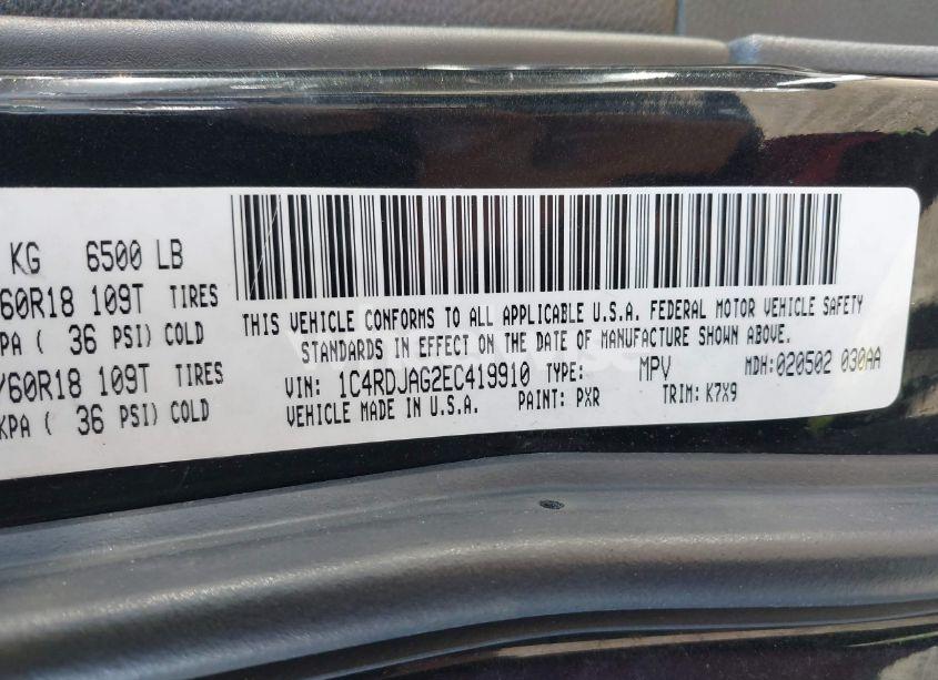 Photo 9 of 2014 Dodge Durango SXT (VIN 1C4RDJAG2EC419910)